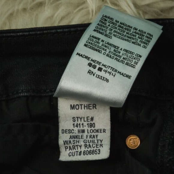 Mother Size 28 Black High Waist Looker Ankle Fray Slim Skinny Denim Jeans - Picture 9 of 10